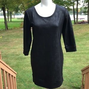 NY & Co black leather-looking sheath dress S-M